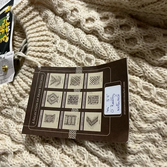 Una O'Reilly Aran Sweater Size XL Cream Wool Ireland Chunky Knit Pullover - Picture 2 of 11